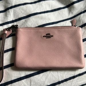 Coach pink leather wristlet